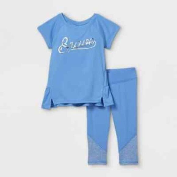 Toddler Girls Brave Short Sleeve Active Top & Capri Leggings Set Cat & Jack Blue - Picture 3 of 3